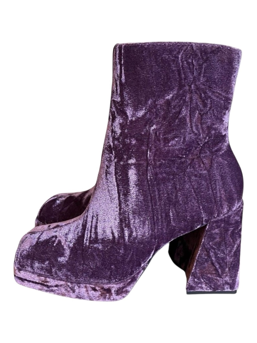 Gianni Bini Platform Boots Womens Sz 5 Purple Crushed Velvet GB So Retro